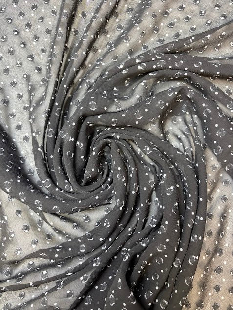 Polka Dot Jacquard Chiffon in Black