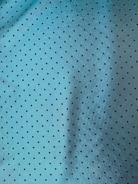 Teal with Black Flocked Polka Dots | Taffeta