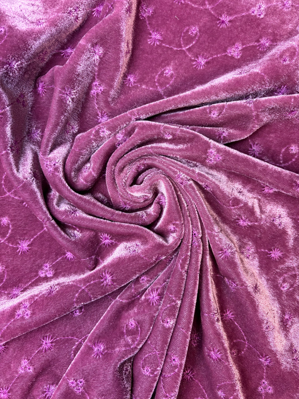 Plum Daze Velvet | Embroidered Stretch Velvet