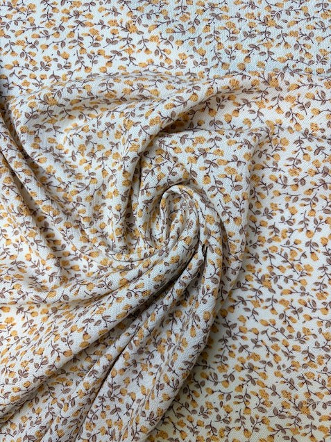 Yellow Ditsy Floral | Rayon Crinkle