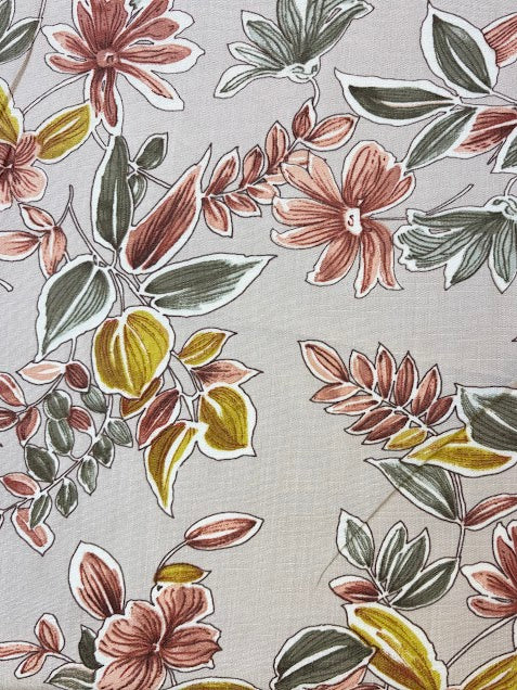 Cement Floral | Rayon Slub
