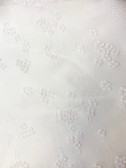 White and Pink Crystal Floral | Organza