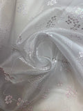 White and Pink Crystal Floral | Organza
