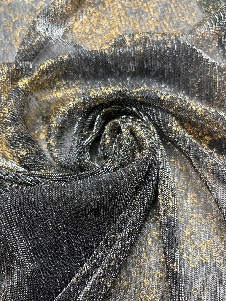 Black and Gold Metallic Floral Knit