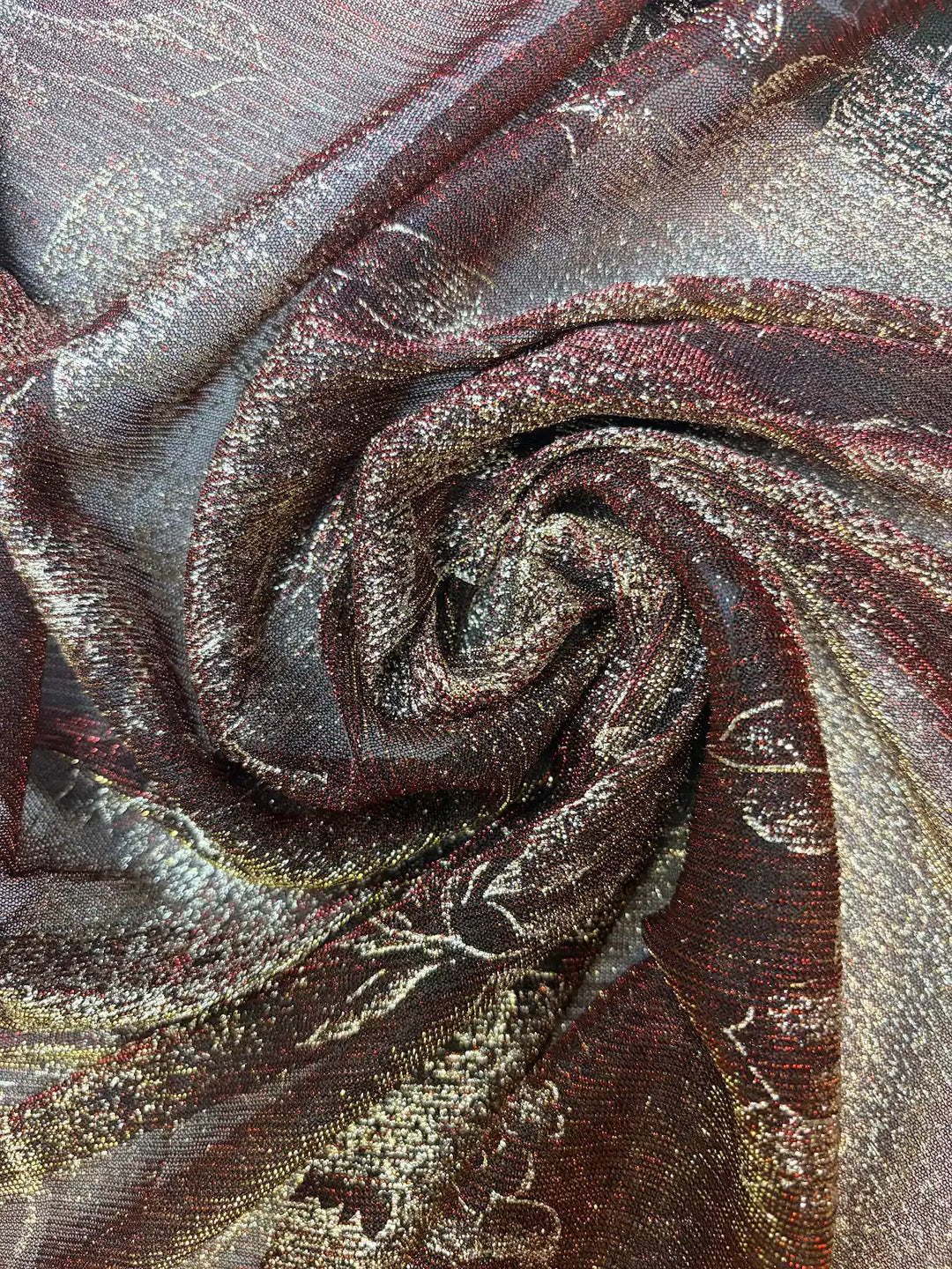 Red and Gold Metallic Floral Knit