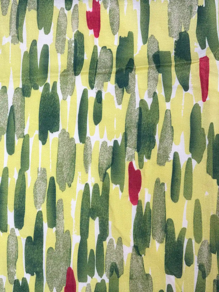 Green and Red Paint Stroke | Cotton Voile