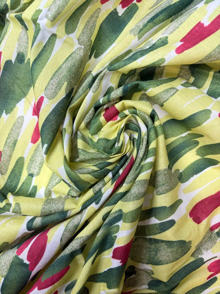 Green and Red Paint Stroke | Cotton Voile