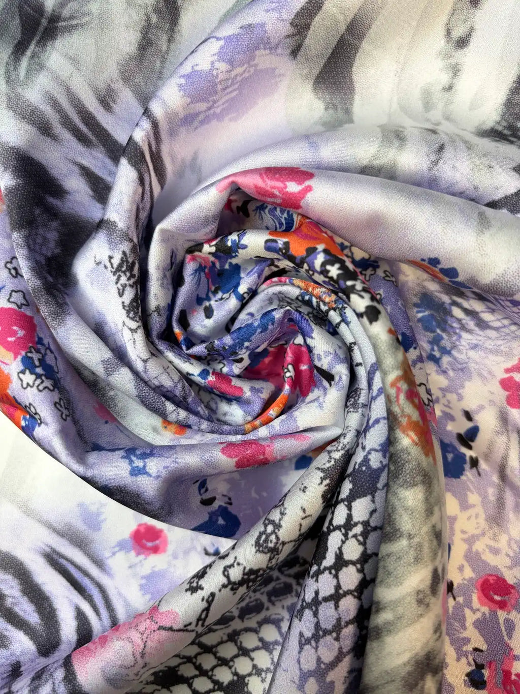 Zebra and Multicolor Floral Print | Satin