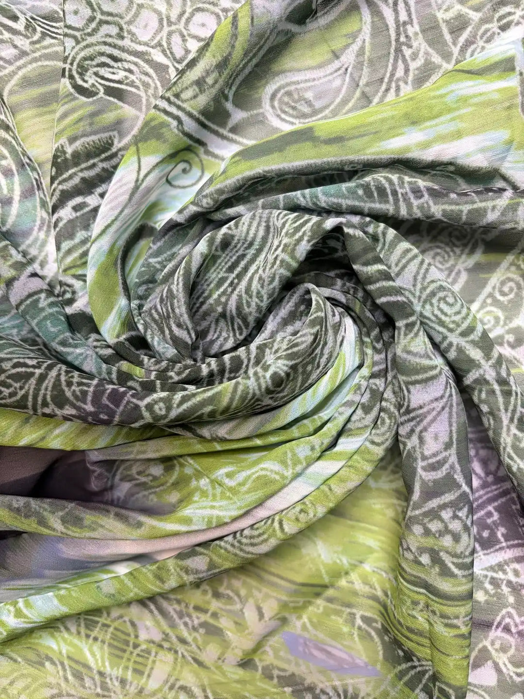 Green Paisley Print| Chiffon