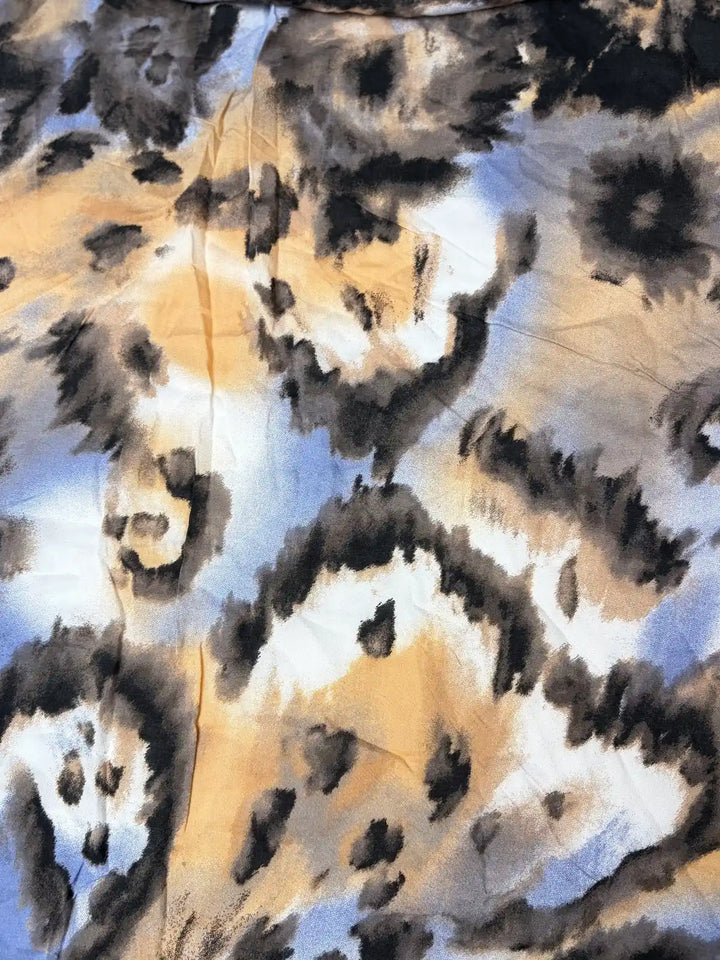 Orange, Blue, and Black Tie Dye | Viscose Lightweight Woven