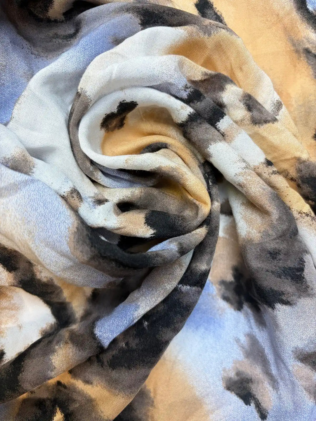 Orange, Blue, and Black Tie Dye | Viscose Lightweight Woven