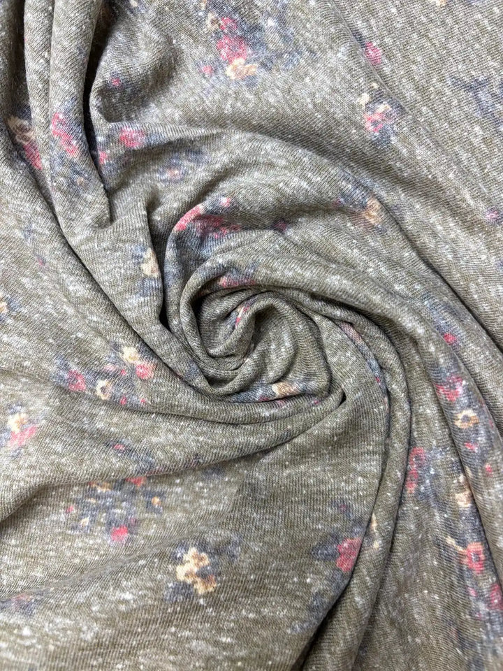 Dark Floral on Green | Jersey Knit