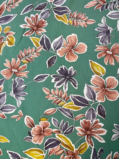 Dark Ivy Floral | Rayon Slub