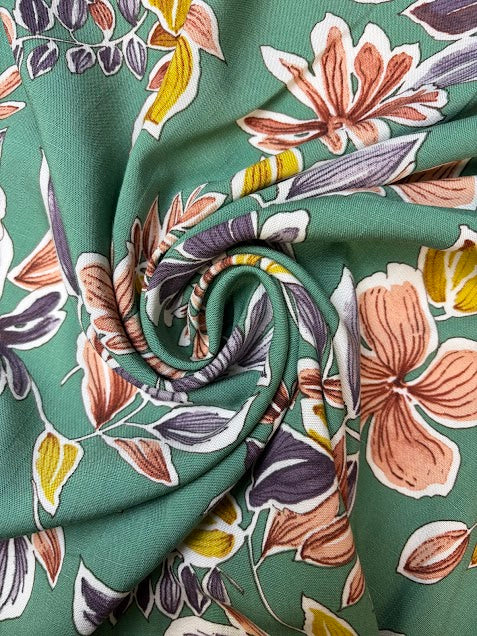 Dark Ivy Floral | Rayon Slub