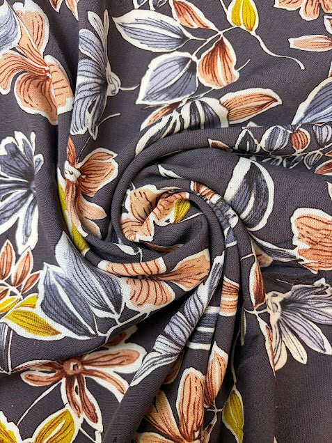 Blue Grape Floral | Rayon Slub