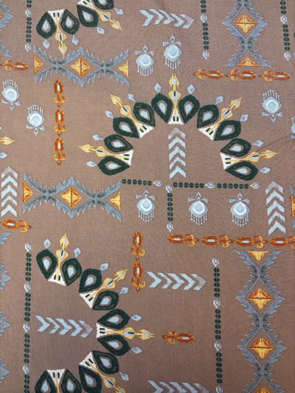Brown with Multicolor Print | Rayon Slub