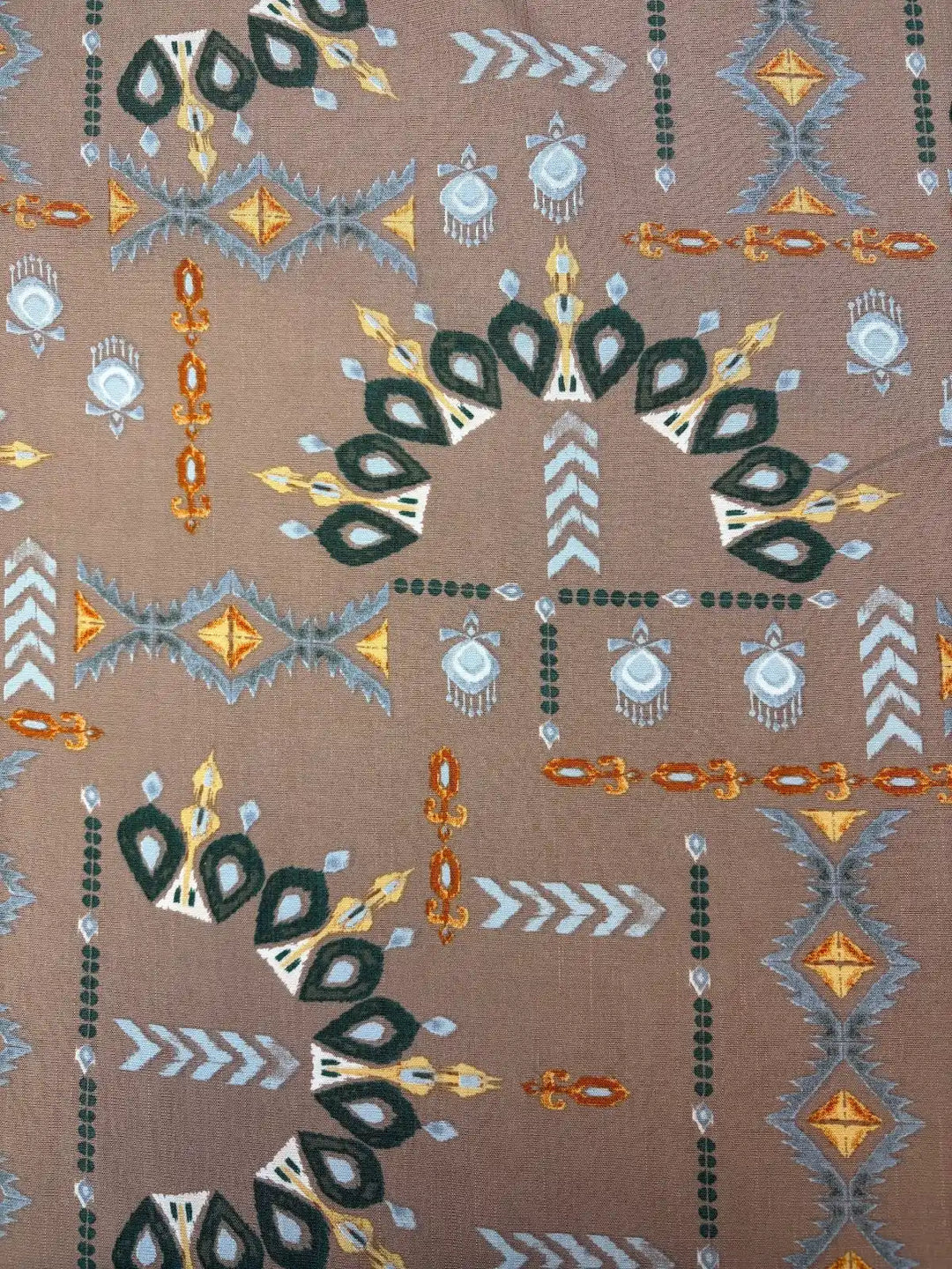 Brown with Multicolor Print | Rayon Slub