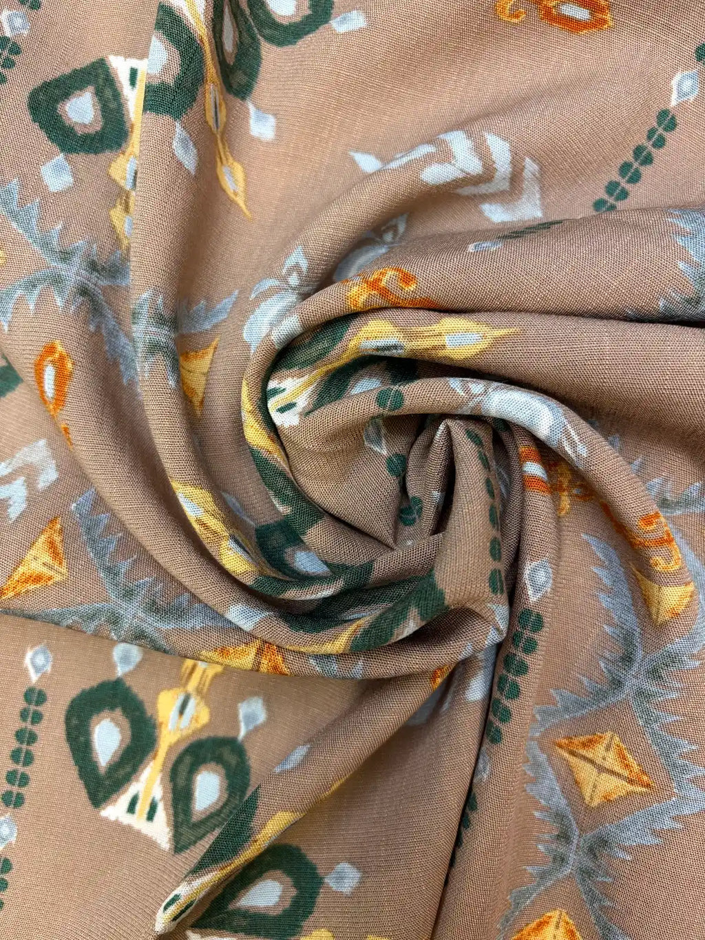 Brown with Multicolor Print | Rayon Slub
