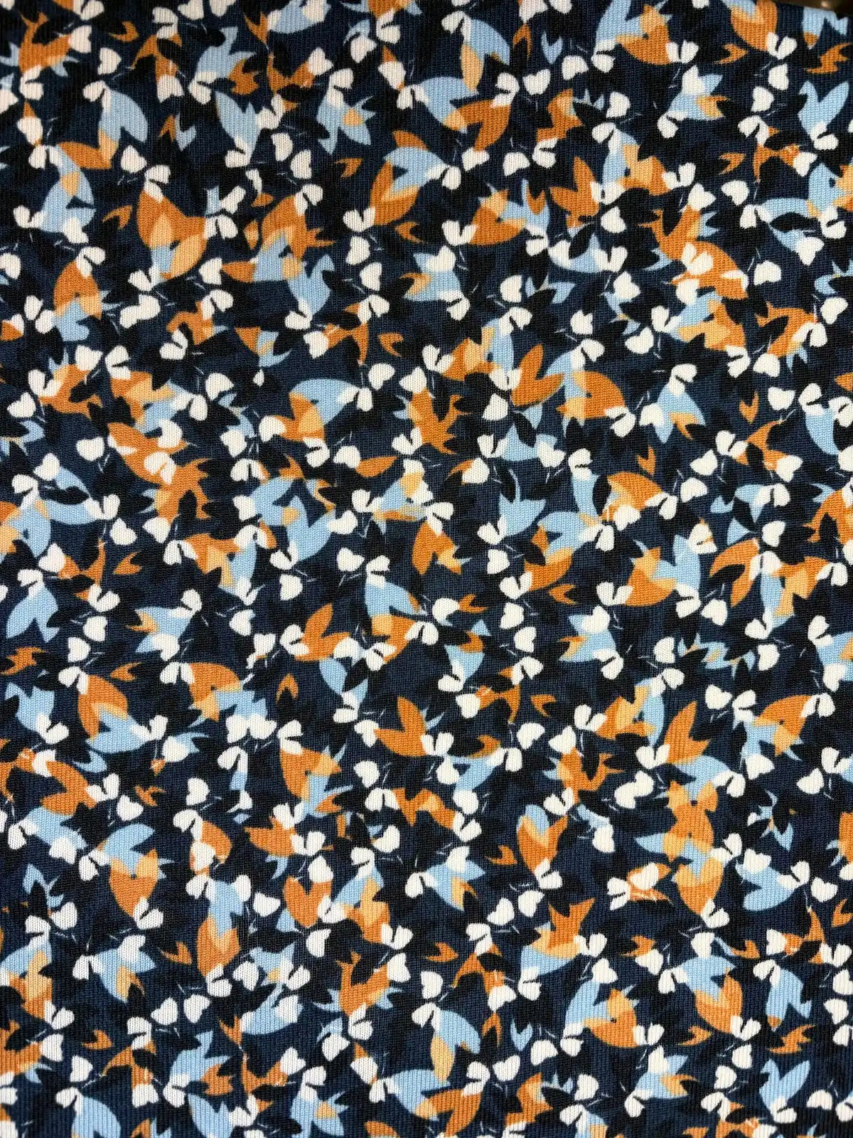 Orange, White and Navy Blue Floral | Knit