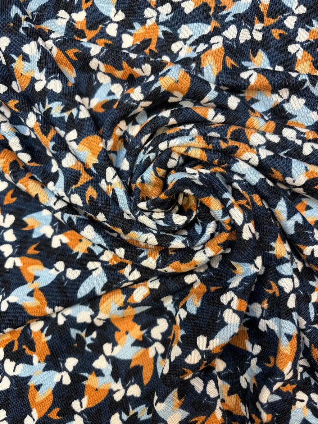 Orange, White and Navy Blue Floral | Knit