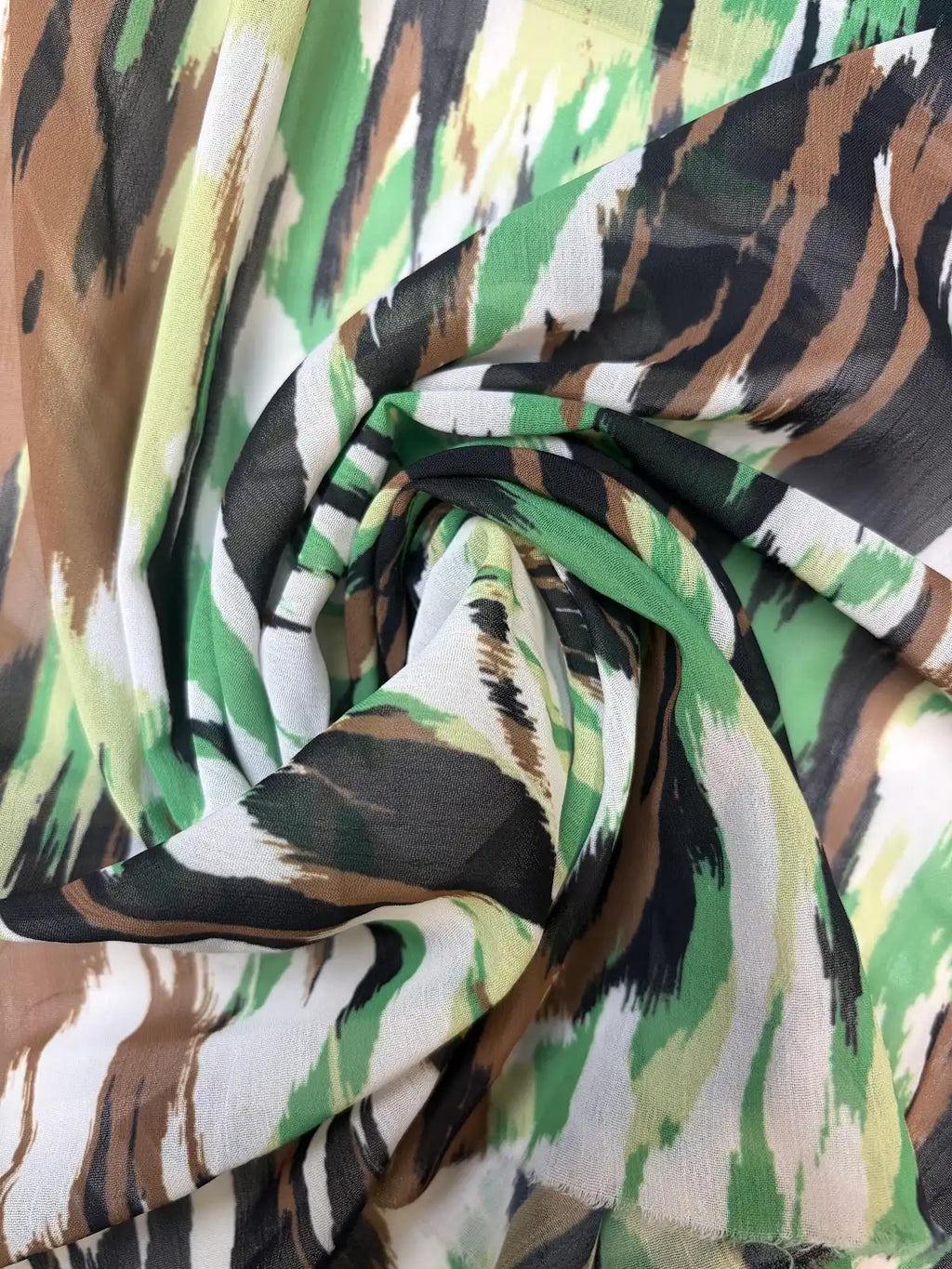 Multicolor Green and Brown | Chiffon