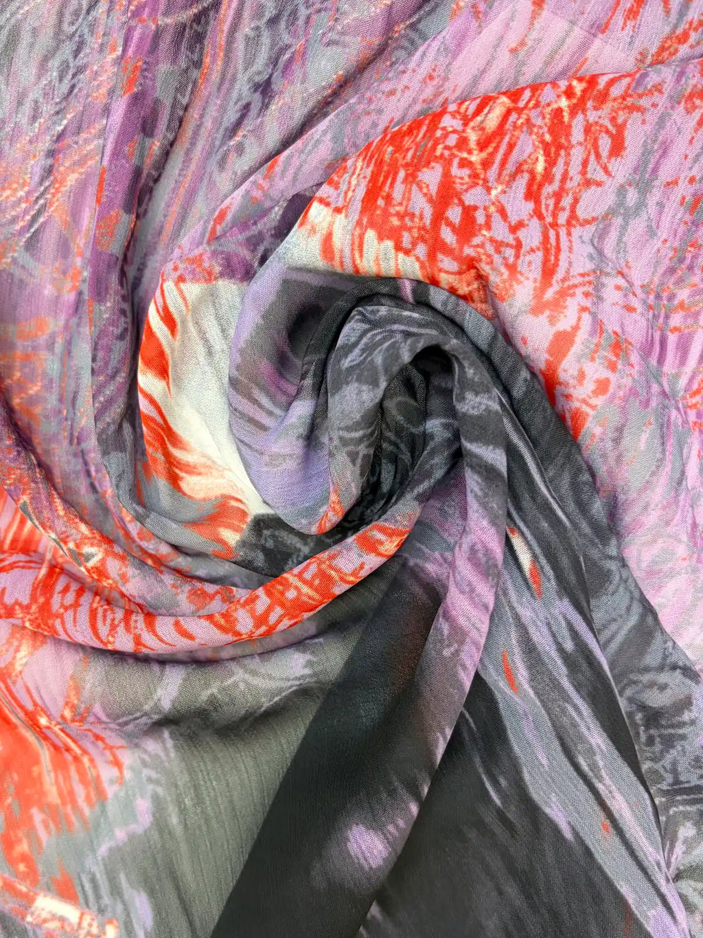 Red and Grey Abstract Print | Chiffon