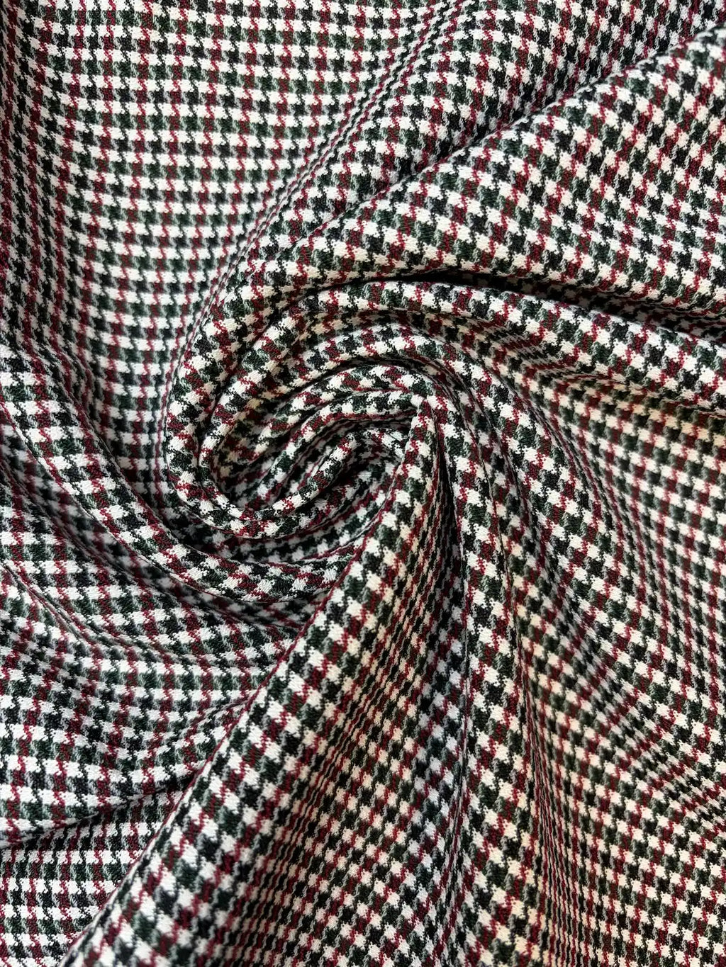 Red, Black, and White Houndstooth | Cotton Blend