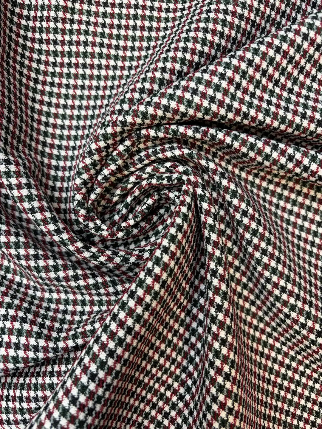 Red, Black, and White Houndstooth | Cotton Blend