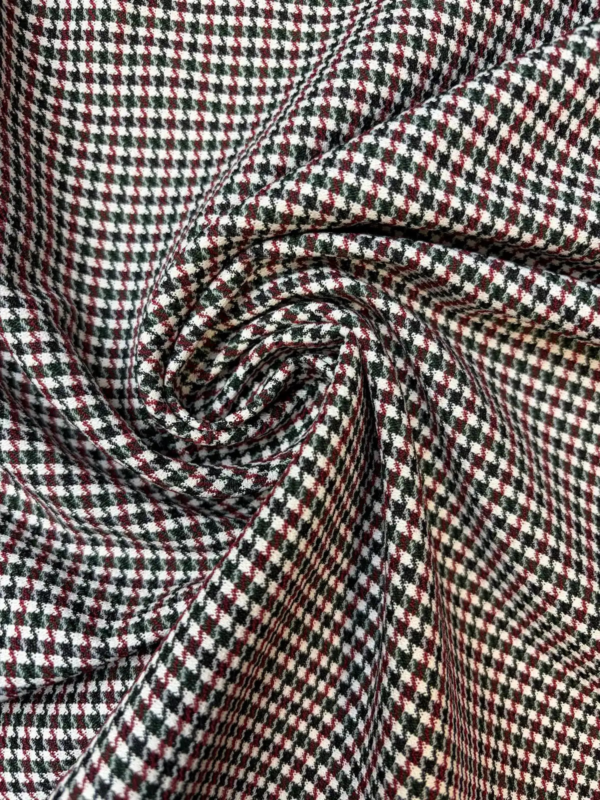 Red, Black, and White Houndstooth | Cotton Blend