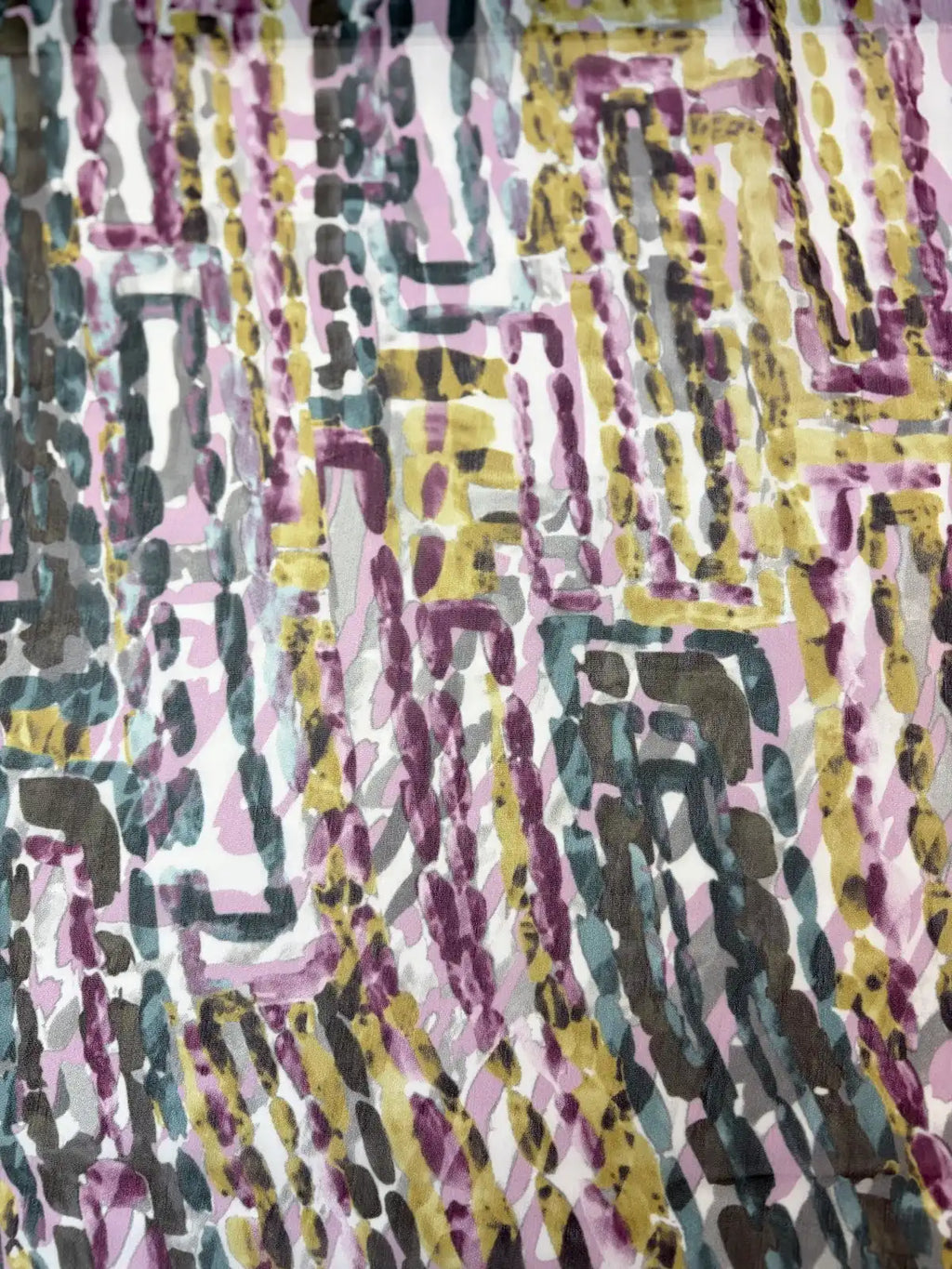 Eggplant and Forest Dotted Geometric Print | Chiffon