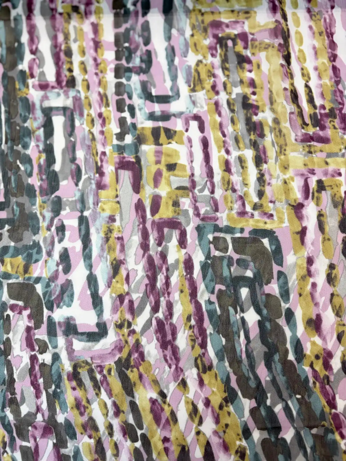Eggplant and Forest Dotted Geometric Print | Chiffon