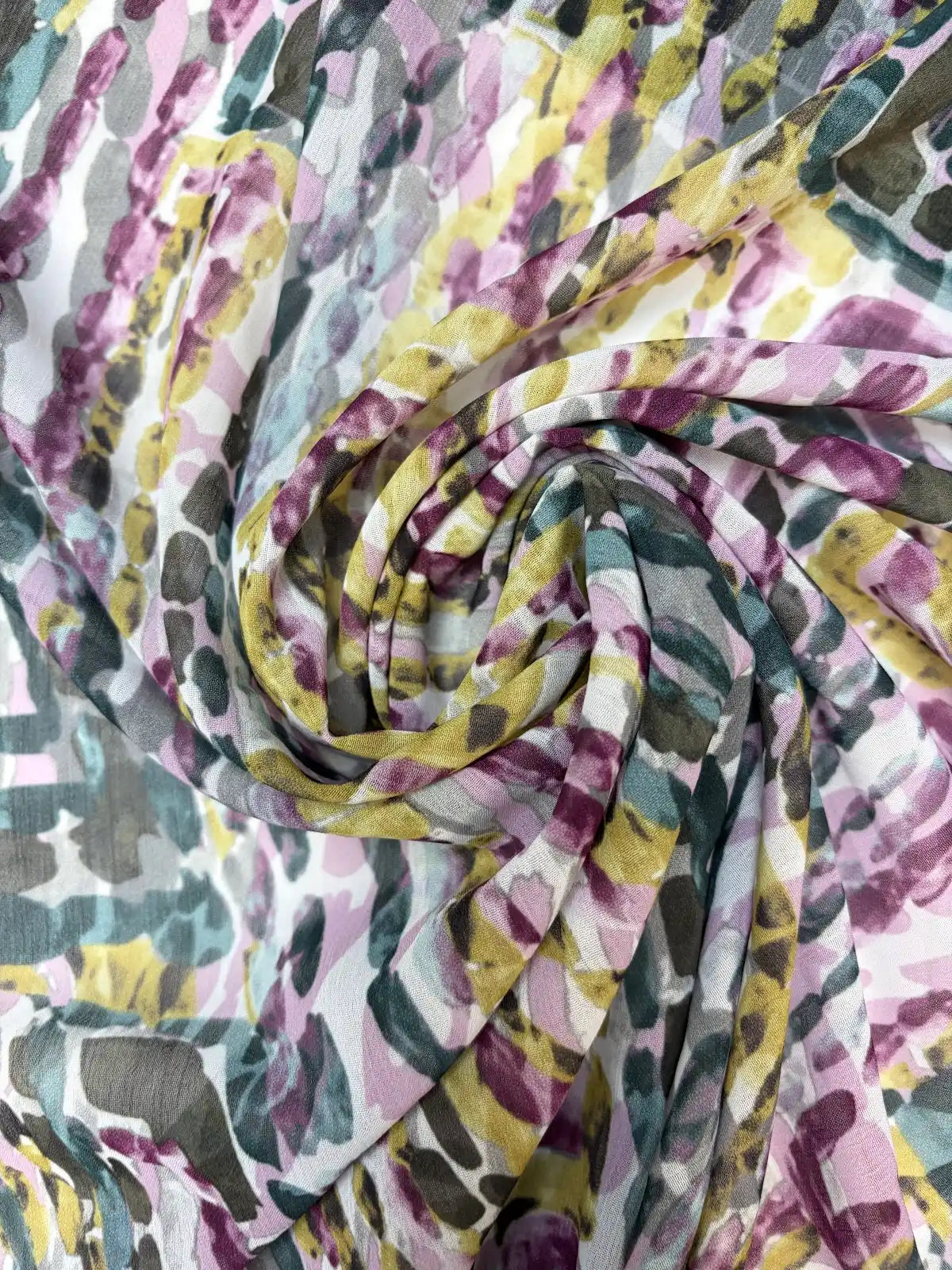 Eggplant and Forest Dotted Geometric Print | Chiffon