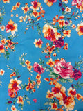 Multi Color Flowers on Sky Blue | Cotton Spandex