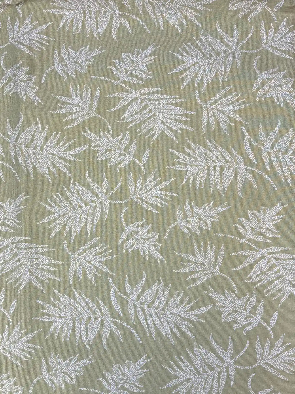 White Leaves on Sage Green | Cotton Spandex