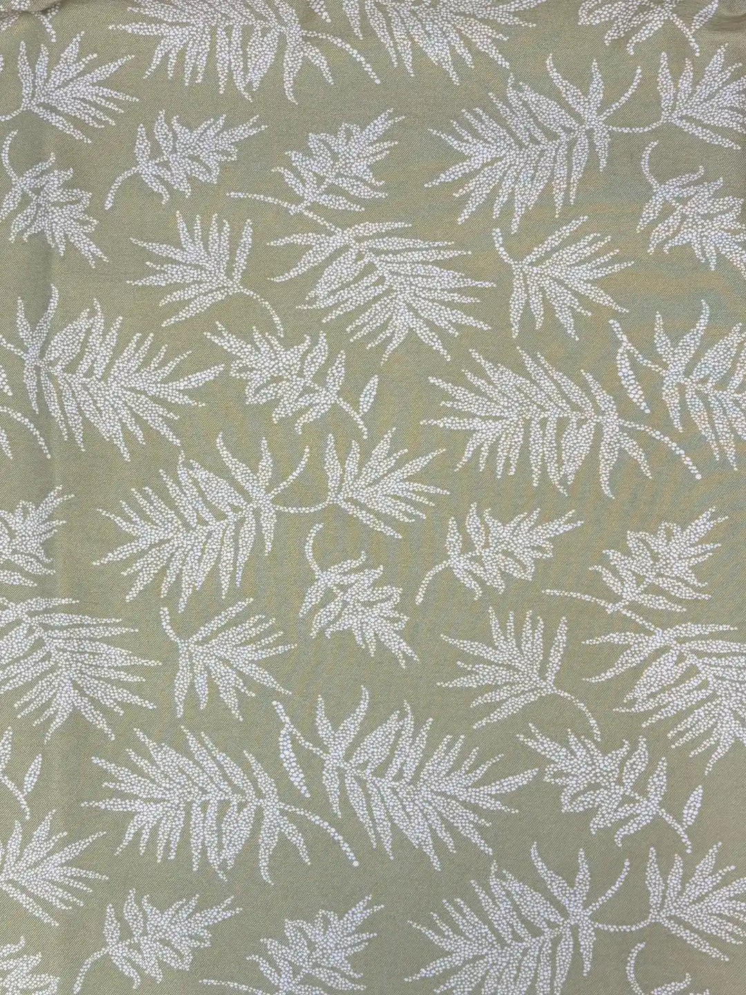 White Leaves on Sage Green | Cotton Spandex