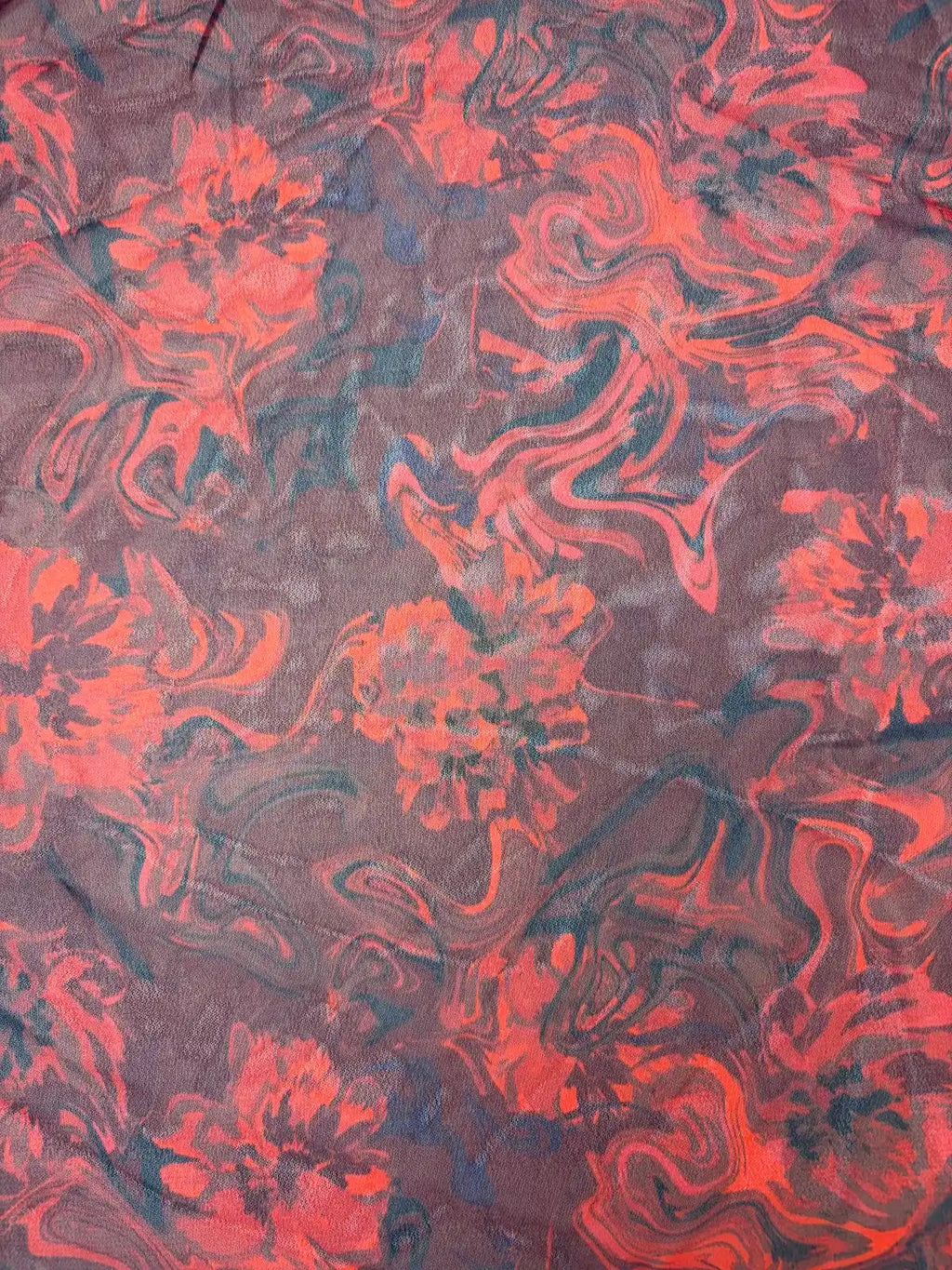 Red and Black Marbled Swirl | Chiffon