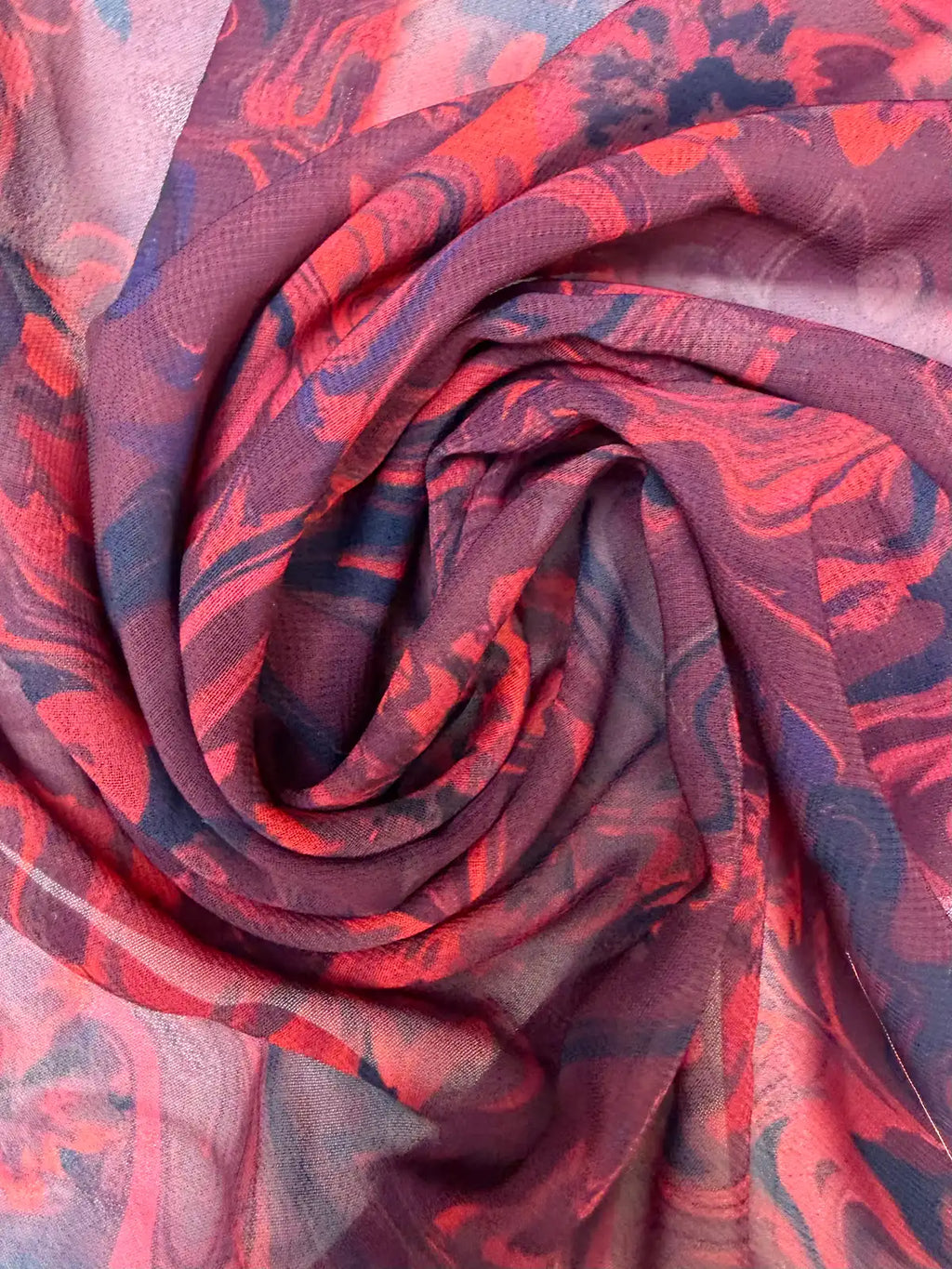 Red and Black Marbled Swirl | Chiffon