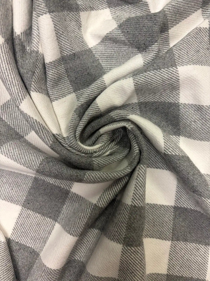 Grey and White Gingham | Cotton Flannel