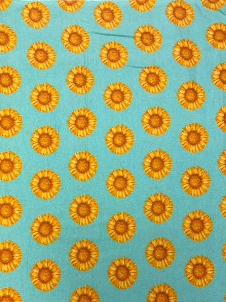 Sunflowers on Seafoam Green | Cotton Flannel