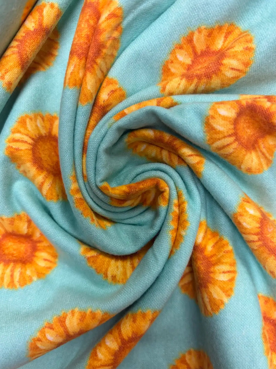 Sunflowers on Seafoam Green | Cotton Flannel