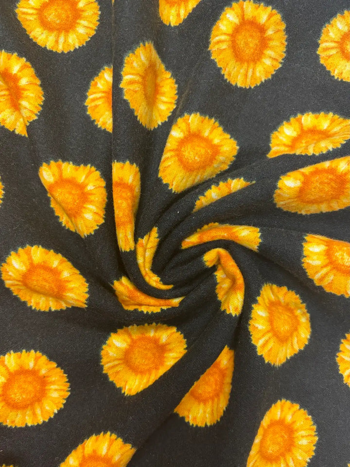Sunflowers on Black | Cotton Flannel