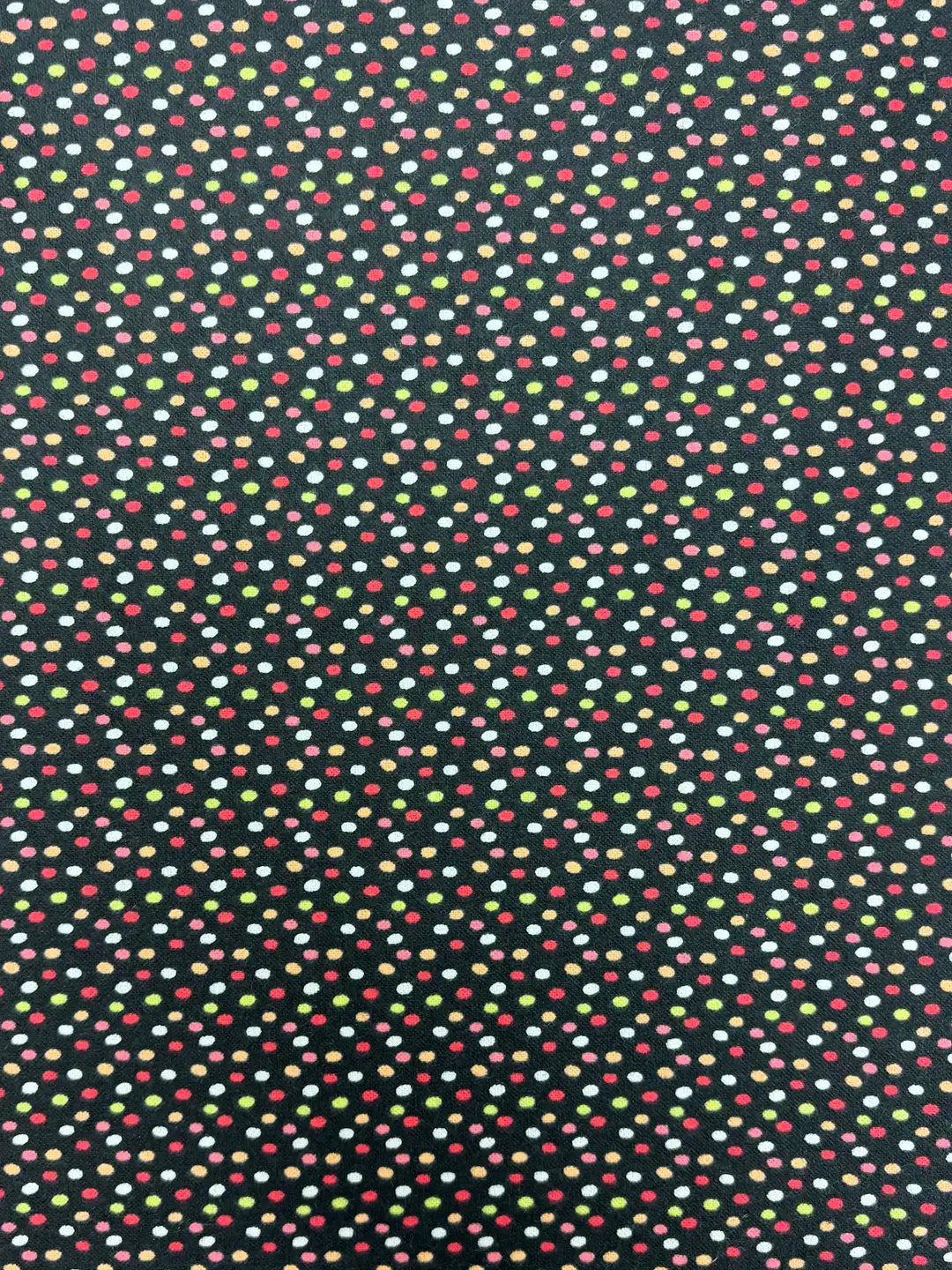 Multicolor Dots on Black | Cotton Flannel