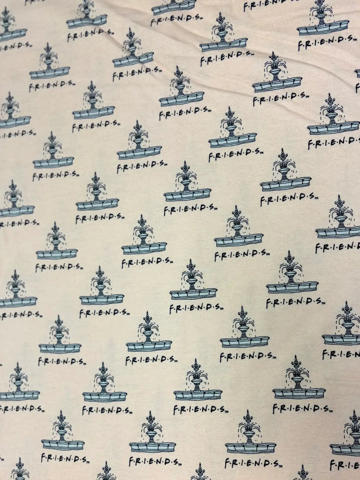 Friends Fountain on Pink | Cotton Flannel