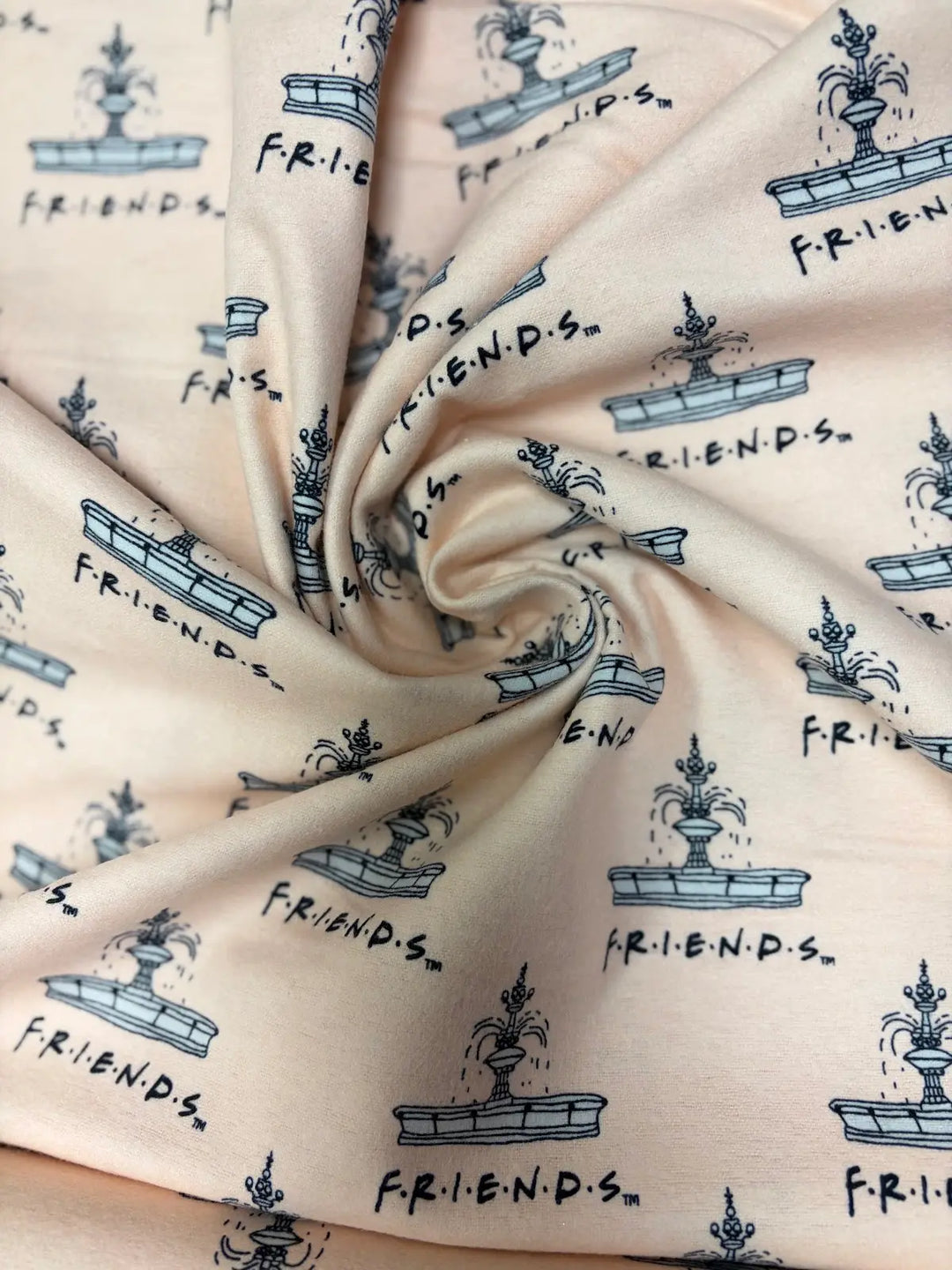 Friends Fountain on Pink | Cotton Flannel