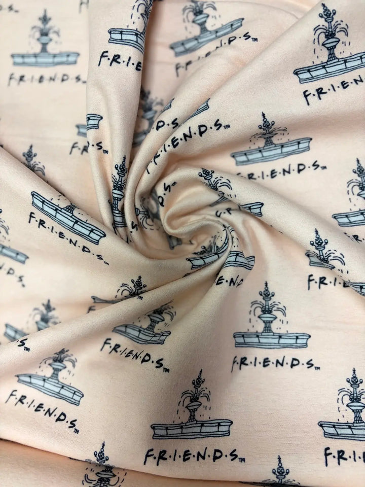 Friends Fountain on Pink | Cotton Flannel