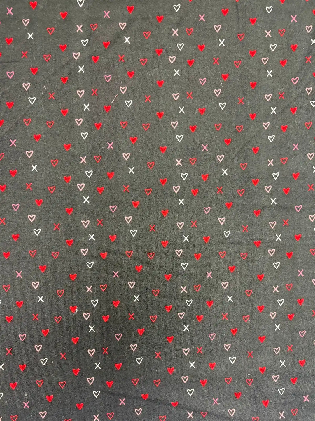 Black with Hearts in Red and Pink | Cotton Flannel