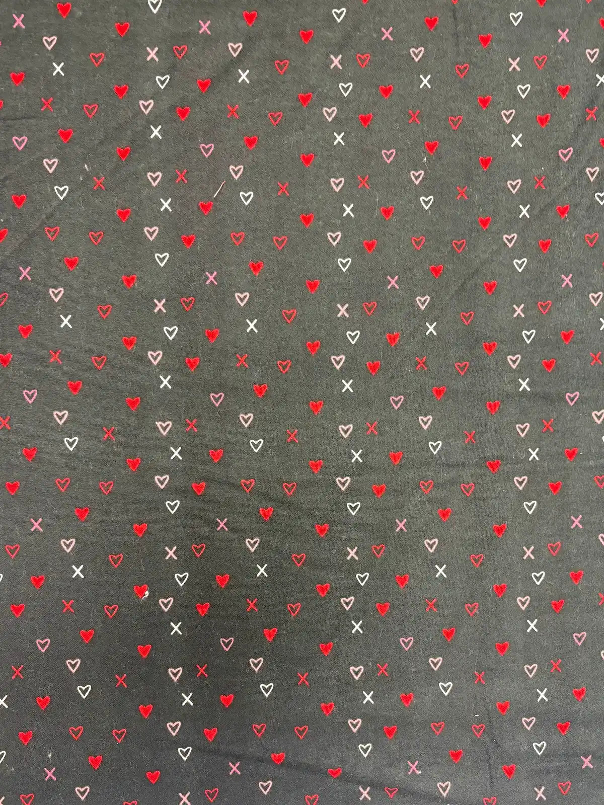Black with Hearts in Red and Pink | Cotton Flannel
