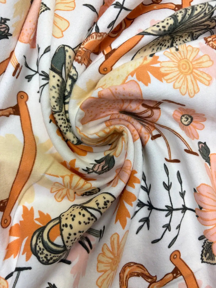 Rocking Horses and Florals on Cream | Cotton Flannel