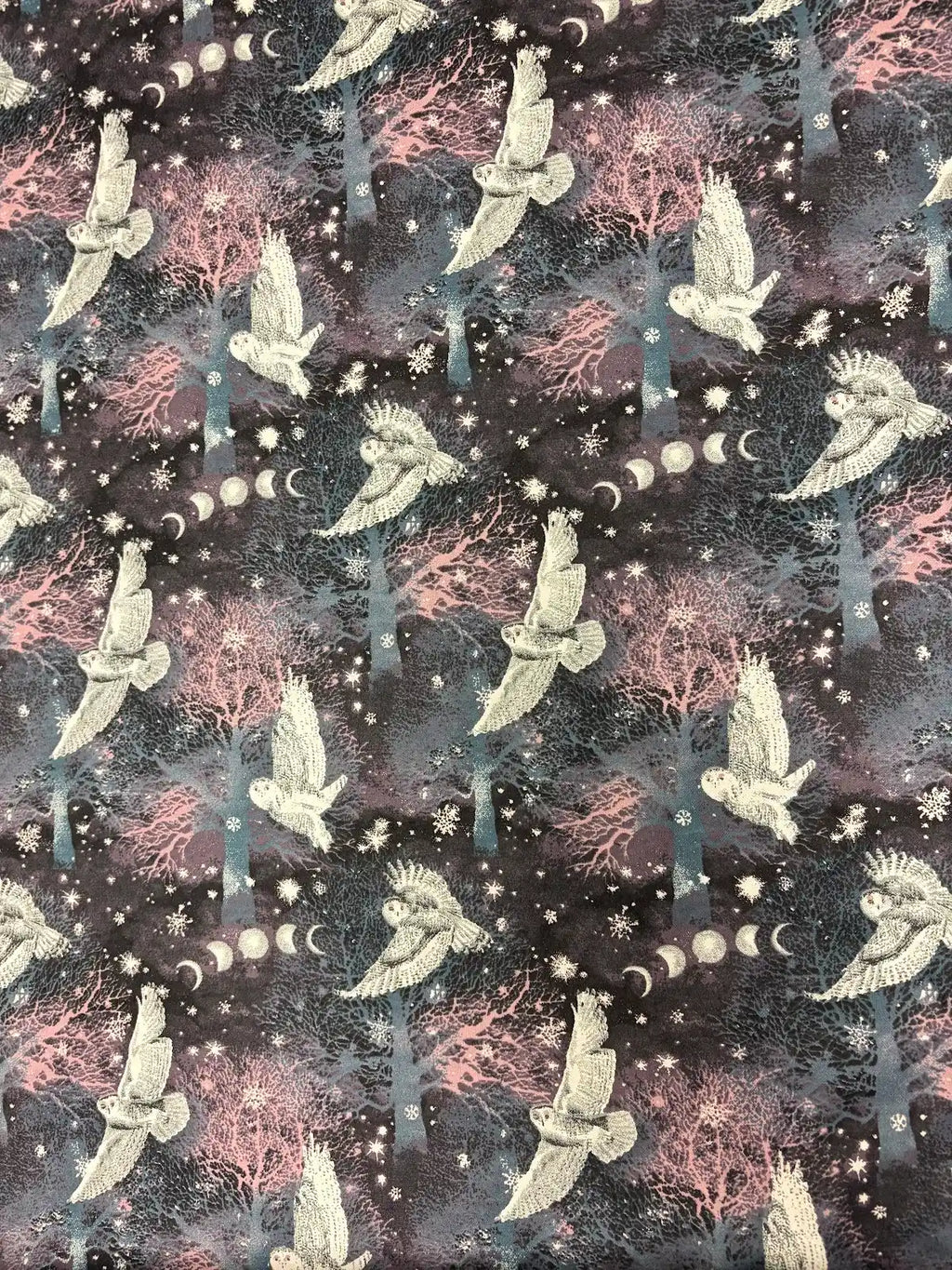 White Owls on Deep Purple | Cotton Flannel