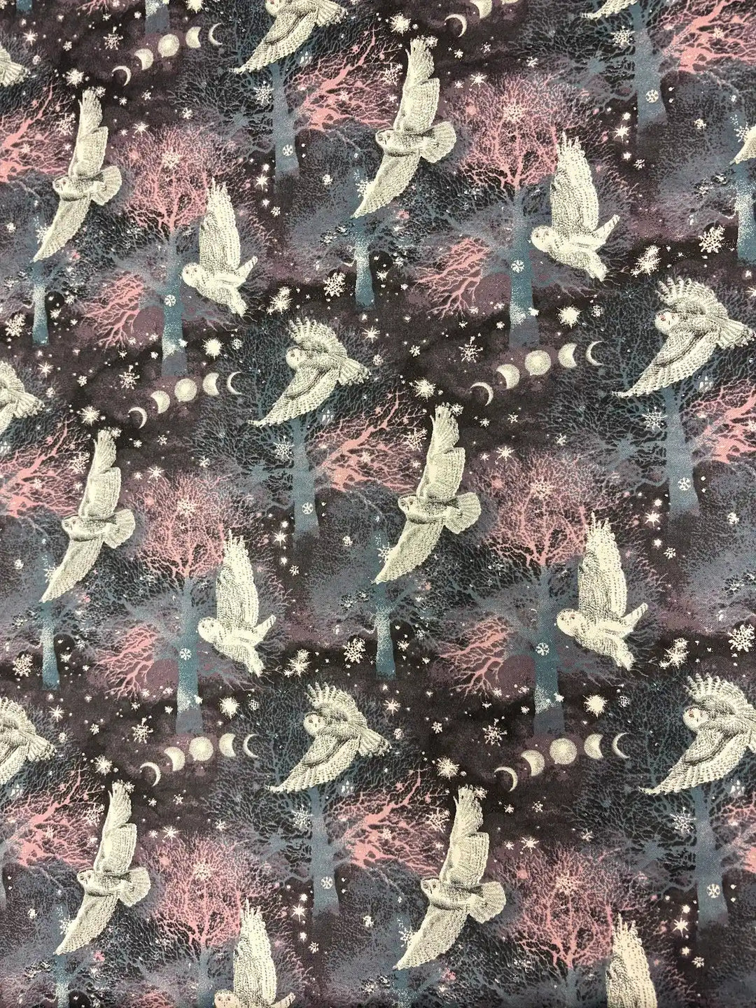 White Owls on Deep Purple | Cotton Flannel